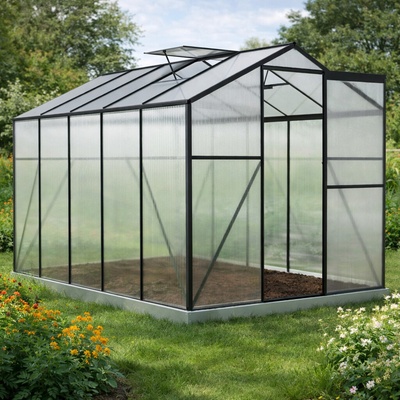 BestBerg Skleník so základňou BBGH‑1006B 5,95 m² 313 × 190 × 194 cm čierna