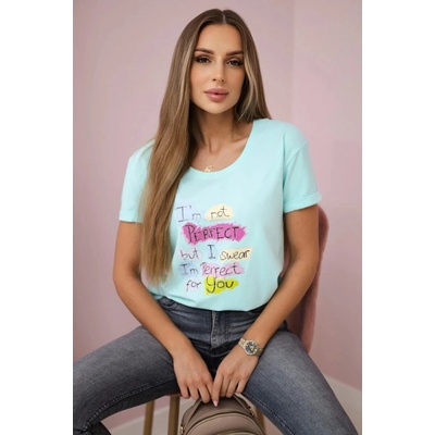Blouse with Perfect mint print svetlomodrá