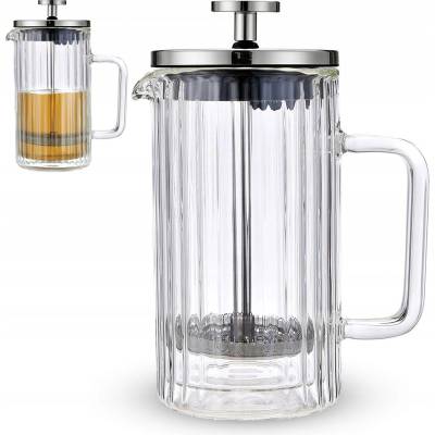 KLAUSBERG Lúhovač na kávu a čaj, sklenený 350ml French Press strieborný 7756