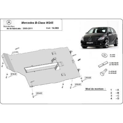 Scut Motor - Румъния Метална кора под двигател и скоростна кутия mercedes b (w245) от 2008 до 2011 (73691)