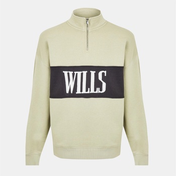 Jack Wills Men's JW Logo Quarter-Zip Fleece - Pistachio