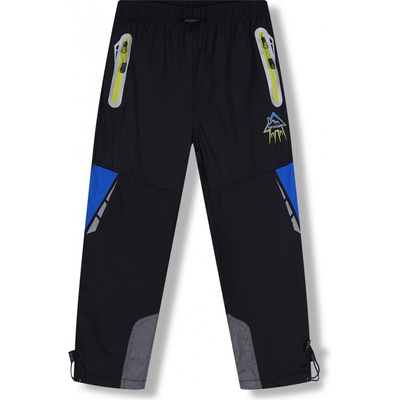 Kugo DK8235 chlapecké šusťákové kalhoty zateplené signální zipy černá