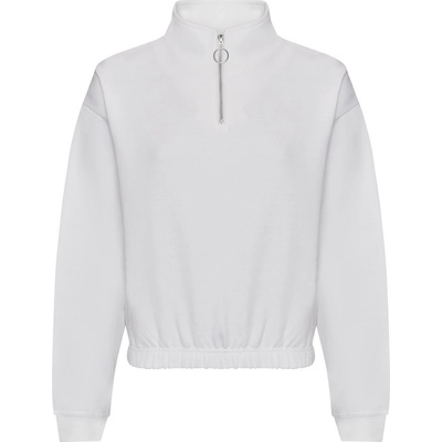 Just Hoods Dámska crop top mikina s krátkym zipsom arktická biela