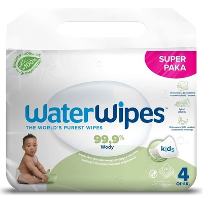 WaterWipes, BIO, Vlhčené vlhčené ubrousky Soapberry KIDS 4 x 60 ks