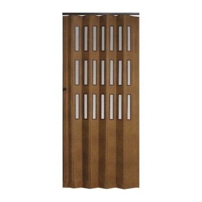 Petromila Koženkové shrnovací dveře hnědá 83x200 cm prosklené