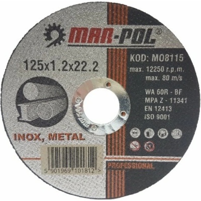 Kotouč řezný na ocel, nerez, 125x1,2x22,2mm MAR-POL M08115