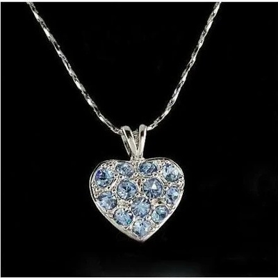Prosperk Řetízek s přívěskem srdíčko Swarovski modré krystalky S0210