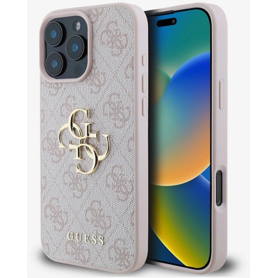 GUESS PU 4G Метално лого заден капак за iPhone 16 Pro Розов Guess | Lilav | ЖЕНИ | UNI