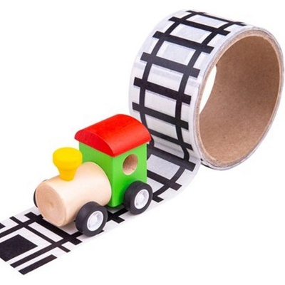Bigjigs Toys Lepící páska koleje s mašinkou