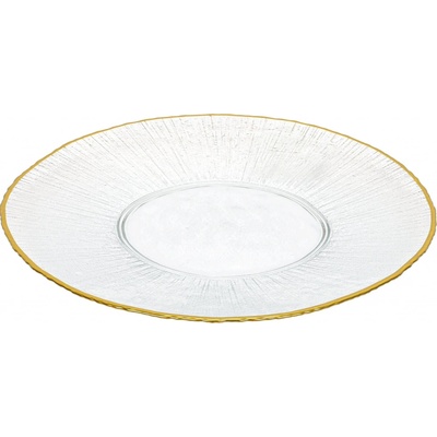 Home Styling Collection Skleněný plochý talíř se zlatým okrajem DATURA 32 cm