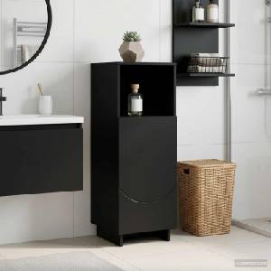 vidaXL Шкаф за баня Черно 36.5 x 38 x 95 см Инженерна дървесина (8011604)