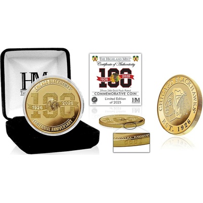 Highland Mint Sběratelská Pamětní mince Chicago Blackhawks NHL 100th Anniversary Gold Coin – Zbozi.Blesk.cz