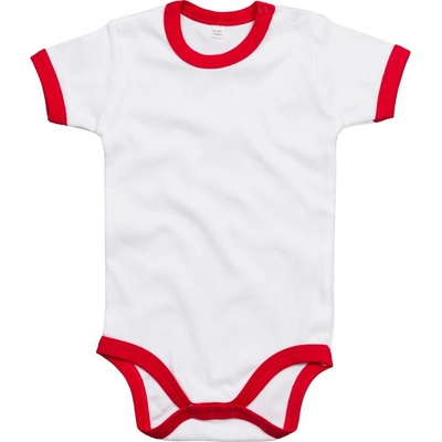 Babybugz Dvojfarebné detské body s krátkym rukávom Biela červená