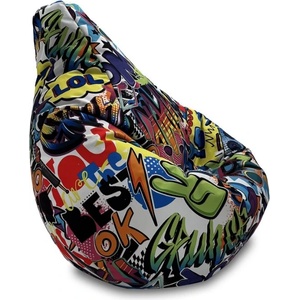 Pufrelax Пуф круша за деца 4-14 г. , 160л. , Nirvana Light, Urban Style, Водоустойчив, Перящ се калъф, Пълнеж от Полистиролни перли, принт (PUF-G-NL-TEXP-URB)
