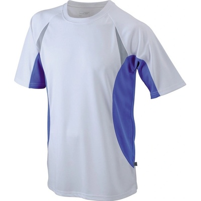 James & Nicholson pánske funkčné tričko krátkym rukávom JN391 biele kráľovsky modré