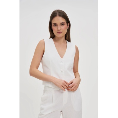 Moodo Жилетка с примес от лен бяла Moodo Moodo | Byal | ЖЕНИ | XS