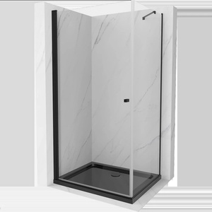 Mexen Pretoria саморазливаща се душ кабина 100 x 120 см, прозрачна, черна + вана (852-100-120-70-00-4070B)
