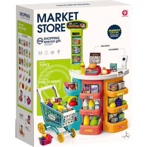 Yuan Toys Супермаркет с количка за пазаруване Yuan Toys - 72 части (2401U0165) - baby