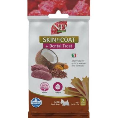 N&D QUINOA Dog Dental Snack Skin & Coat Venison Mini 60 g