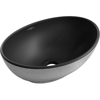 Mexen Elza умивалник за плот 40 x 33 cm, черен мат/сребърен люспест модел - 21014022 (21014022)