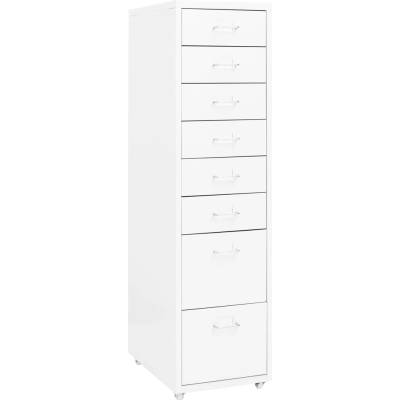 vidaXL Мобилен офис шкаф, бял, 28x41x109 см, метал (335920)