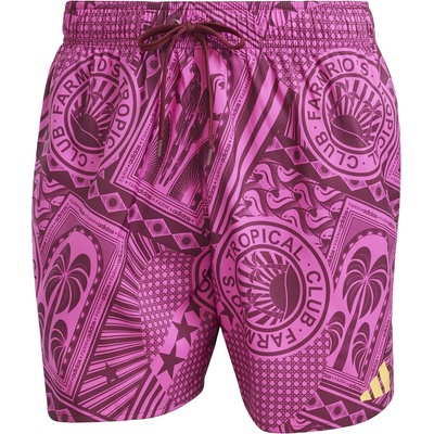 Adidas Мъжки бански гащета Adidas adidas x FARM 3-Stripes Swim Shorts 5-Inch Mens - Fuchia/Red