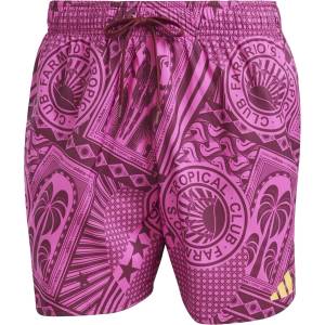 Adidas Мъжки бански гащета Adidas adidas x FARM 3-Stripes Swim Shorts 5-Inch Mens - Fuchia/Red