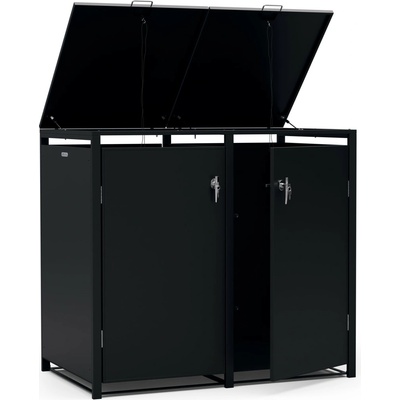 Blumfeldt BinSafe box na odpadky 2 odpadkové koše 240 l uzamykatelný pozinkovaná ocel odolná vůči povětrnostním vlivům černá – Zboží Dáma