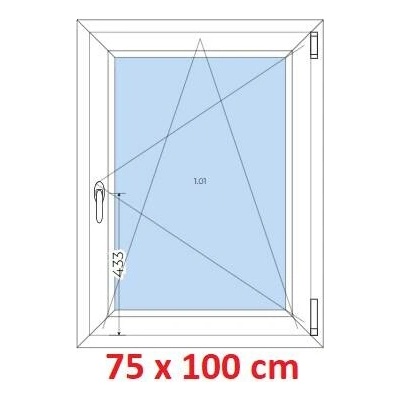 Soft Plastové okno 750 x 1000 mm, otevíravé a sklopné, Ořech