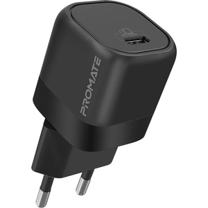 Promate Зарядно 220V ProMate, POWERPORT-25, 25W Power Delivery USB-C Wall Charger Adaptive Fast Charging Power Delivery Surge Protection Automatic Voltage Regulation, Черен