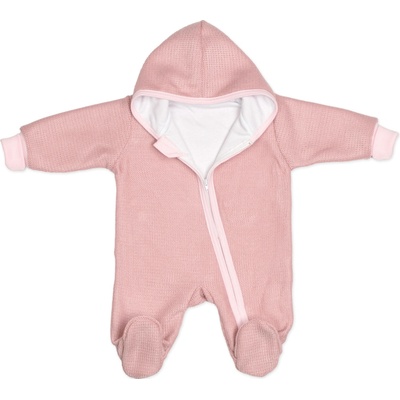 Pletený overal s kapucňou CUTE púdrovo růžová