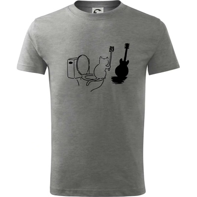 Mačka a gitara WC tričko detské tmavosivý melír