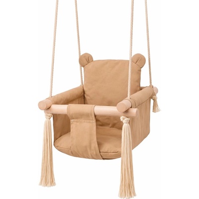 Ginger Home Детска Дървена Люлка Мече ginger home - Мека Памучна Седалка, до 30 кг, 28×28×196 см (w01d203)