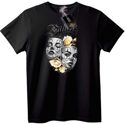 NOONEBRAND Тениска Сюрреални маски и рози - 2XL, Black