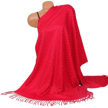 Червен кашмирен шал с малки камъчета