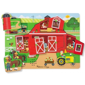 Melissa & Doug - Дървен музикален пъзел с дръжки - Около ферма (42800)