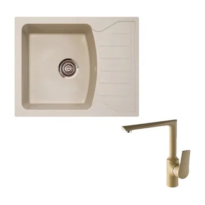 Tedan XGranit XQuadro M шампанско и Смесител ELEGANT шампанско (175429/777)