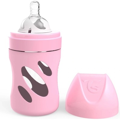 Twistshake kojenecká láhev AntiColic skleněná pastelově růžová 180 ml