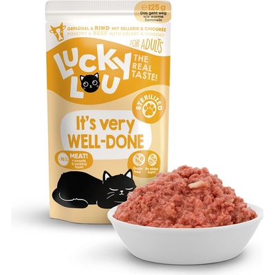 Lucky Lou Lifestage Sterilized s drůbežím a hovězím masem 125 g