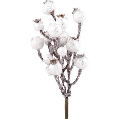 Větvička perleťově bílých jeřabin - 31 cm