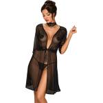 Obsessive Халат Peniuar-Lucita-koronkowy-pasek-choker-GRATIS-CzarnyV-55653-Czarny - Черен, размер S/M