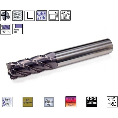 SK hrubovací fréza pr. 4,0 x 11,0 mm 4bř. 43° TiAlN , CERANIT H80.400