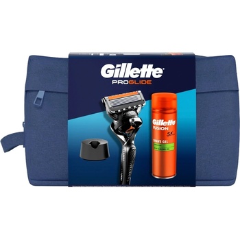 Gillette Cestovní sada ProGlide holicí strojek + Fusion gel na holení 200 ml + stojan