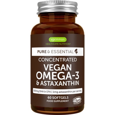 Igennus Pure & Essential Vegan Omega-3 & Astaxanthin - 60 гел-капсули