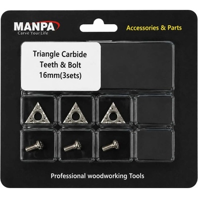 Náhradné zuby do frézovacích kotúčov Manpa Tools, Manpa náhradné zuby 3 ks-Trojuholníkové náhradné výmenné zuby - 16 mm