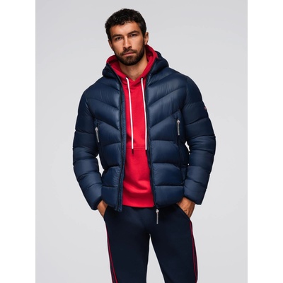 Ombre Clothing Мъжко модерно стегнато яке от комбинирани материали - тъмносиньо V2 OM-JAHP-0303 Ombre Clothing Ombre Clothing | Sin | МЪЖЕ | S