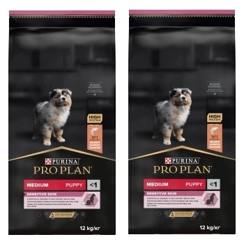 Purina Pro Plan Medium Puppy Sensitive Skin losos 2 x 12 kg