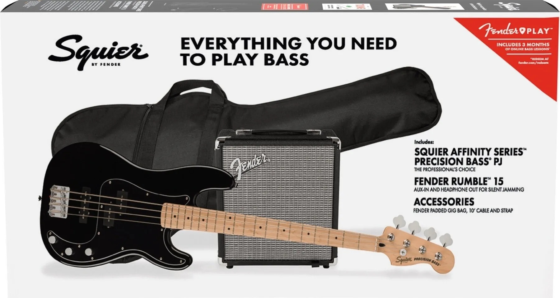 Squier Affinity Series Precision Bass PJ Pack MN Black Електрическа бас китара