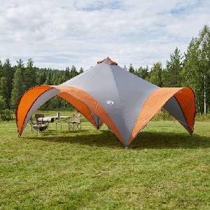 vidaXL Парти шатър с покрив Сив и оранжев 600 x 600 x 400 см (42028613) Палатка