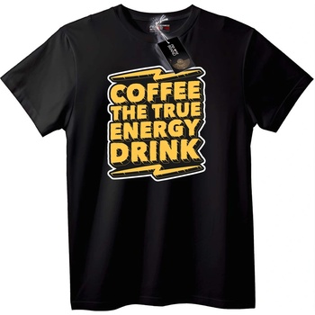 NOONEBRAND Тениска Кафето: Истинската енергийна напитка - XL, Black